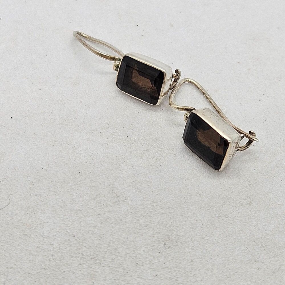 Sterling Silver and Smokey Quartz Earrings 925